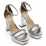 Ninette Womens Embellished Ankle Strap Heels (Size 6.5)
