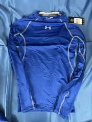 New Men’s Under Armour Long Sleeve Shirt Compression Sz Small Royal Blue