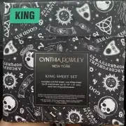 NEW Cynthia Rowley KING Ouija Board Sheet Set Skull Stars Moon Halloween Witchy