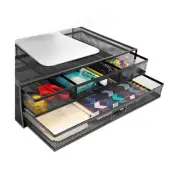 MOUNT-IT! Mesh Computer Monitor Stand Riser [Metal] Desk Organizer with Two P...
