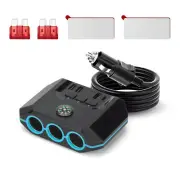 Car 3-Way Cigarette Lighter Socket USB Charger Splitter Outlet Power Adapter