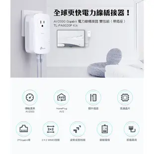 TP-LINK TL-PA9020P KIT 電力線網路橋接器 2入組 AV2000 雙埠Gigabit