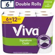 Signature Cloth Paper Towels, 6 Double Rolls (94 sheets per roll)