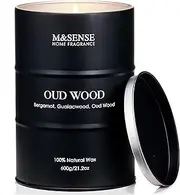 M&SENSE Oud Wood Large Scented Candles Natural Soy Wax, 21.2oz Long Lasting Up to 120 Hours Burning Time, Unique Candle Gifts for Men Women