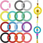 IONPSHG 16pcs Silicone Beadable O Rings 65mm Silicone Beads Ring Round Loop Focal Bead with 2 Holes Focal Frame for DIY Keychain Necklace Making Car Hanging Ornament Jewelry