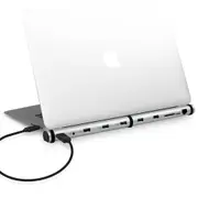 M-Sleek USB Port Docking Station/Hub for Macbook/Laptop SD/MicroSD/LAN Silver