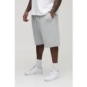 Mens Grey Marl Plus Oversized Dropped Crotch Scuba Shorts