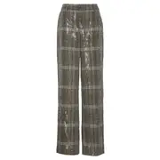 [3.1 Phillip Lim] Sequin Plaid Flat Front Wide Leg Pants