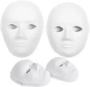 10 pcs White Paper Masks with Tied Ropes,Blank Full Face Mask DIY White Masks for Halloween Masquerade Cosplay Christmas Festival Accessory(Men and Women)