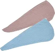Quick Dry Hair Cap 2pcs Hair Towel Wrap for Wet Hair Comfortable Cotton Hat Button Design