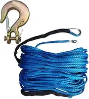 6MM x 30m 13500LBs Tow Rope Heavy Duty Recovery Synthetic Winch Line Cable with Black Sleeve(Blue)