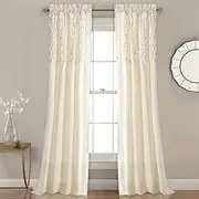 Lush Decor Bayview Curtains Pintuck Textured Semi Sheer Window Panel Drapes Set for Living, Dining, Bedroom (Pair), 54" W x 84" L, Ivory