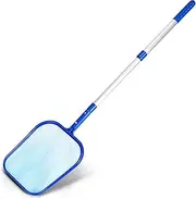 Evob Pool Skimmer Net with Adjustable 17-40" Telescopic Pole - Fine Mesh Net - Leaf Skimmer for Cleaning Surface of Swimming Pools, Hot Tubs, Spas and Fountains