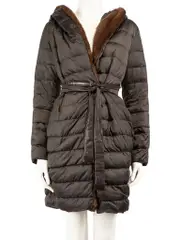 Khaki Fur Trim Quilted Reversible Coat