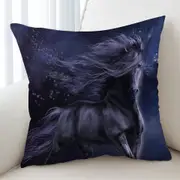 Stunning Black Horse the Black Thunder Horses Art Cushion Cover