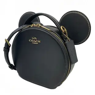 【COACH】X迪士尼聯名款米奇耳朵手提斜背兩用包(黑)