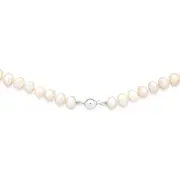Silver 7mm Pearl 50cm Necklace in White