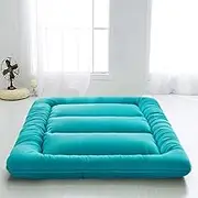 Padded Japanese Floor Mattress Thicken Foldable Bed Mattress Tatami Japanese Floor Mattress Futon Mattress for Dormitory Mattress Pad(Lake Blue,90x200cm)