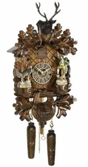 Quartz Cuckoo Clock 5 leaves, head of a deer with music TU 387 QM HZZG NEW
