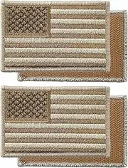 Templar Armoury (2-Pack) USA American Flag Patch 3 x 2 Premium Embroidered - Hook and Loop - Desert Camo - United States of America - Military Uniform - US Flag Patch - Gold and Silver (Left Side)