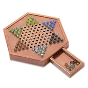 Wooden Chinese Checkers Set With Storage Drawer