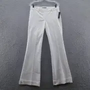 Theory Womens Lear Flare Leg Pants 6 White Low Rise Stretch Cotton Twill NEW