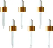 Brushed Gold Aluminum Dropper Cap – 66mm Glass Pipette, 18/410 Closure, White Matte (6 Pieces)