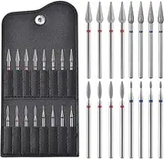 KADS 16Pcs Nail Drill Bits Set for Acrylic Gel Nails Polishing with PU Leather Storage Pouch Fits Electric Nail File, Efile & Drill Machine for Nail Art, Removal & Shaping (Black)