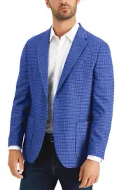Nautica Mens Jensen Modern-Fit Check Stretch Blazer 40 Regular Navy/Marine - NWT