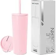 Simple Modern Insulated Tumbler with Lid and Straw | Iced Coffee Cup Reusable Stainless Steel Water Bottle Travel Mug | Gifts for Women Men Her Him | Classic Collection | 24oz | Blush