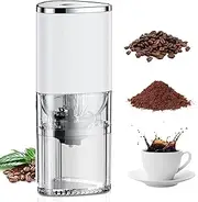 AnnuoYi Electric Coffee Grinder， Adjustable Stainless Steel Rechargeable Coffee Bean Grinder Machine, Portable Large Capacity Coffee Bean Grinder With Multiple Grinding Settings And 3-Minute Timer .(White)