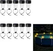 WADY 10PCS Solar Frame Pool Light, Colorful Solar Pool Lights for Above Ground Pools, Waterproof Swimming Pool Accessories Night Lights, Garden Fence Outdoor Lighting Decor (Warm Yellow)