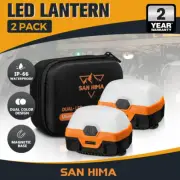 San Hima 2x Dual Colour Camp Light LED Lantern with Inbuilt Lithium Battery