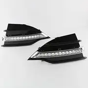 2Pcs LED Daytime Running Light Fog Light DRL Dynamic Yellow Turn Signal Light for Ford Kuga 2013 2014 2015-White Yellow Blue