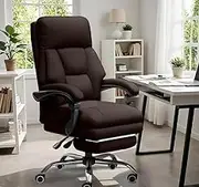 SJZNOI Office Chair Adjustable Height Executive Desk Chair with Foot Rest Comfortable Computer Chair High Back Reclining Gaming Chair Durable Leather Rolling Work Swivel Chairs