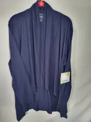Coolibar Womens XXL Sun Wrap Large Blue Open Front Draped UPF 50+ Stretch Casual