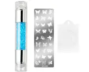 YRKREUVBIE-Double Head Nail Stamp, Silicone Stamp Jelly, Transparent Visible Body, DIY Nail Stamp Will Not Displace-Blue