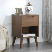 Mid-Century Modern Nightstand Bedroom Storage Drawer and Shelf Bedside End Table