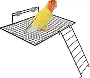 Sugar Glider cage Accessories, Anti-bite Breathable Bird cage Platform with Ladder, Screw Fixed to Prevent Falling Off, Suitable for Rats and Parrots(Black)