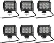 18W LED Flood Light,Portable Work Lights,4 Inch Light Pods Triple Row Work Driving Lamp with 5.5 Inch Leads (6 Pack)