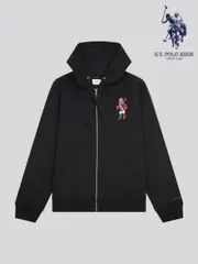 U.S. Polo Assn. Black Mens Chuck Loopback Zip Hoodie (W64981) | $173