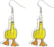 [xuzhiyuan] Funny Acrylic Animal Duck Octopus Dangle Earrings Duck You Finger Drop Earrings for Women Girls