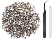 uxcell 2500pcs Flatback Rhinestones Resin, SS20 5mm Resin Rhinestones Bulk Round Shine Gems with Pickup Tools for DIY Nail Art Tumblers Mugs Clothes, Champagne