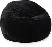 UYSOFRCV Bean Bag Sofa Cover Lazy Sack Soft Beanbag Chair (No Filler), Washable Premium Soft Faux Rabbit Fur Beanbag Cover for Kids, Adults, Couples,Black,3.5Ft