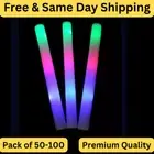 50-100 LED Light Up Foam Stick Multi Color Glow Stick Flashing Glow Wands 18.9in