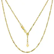 14k Yellow Gold Adjustable Singapore Link Chain Necklace, 1.15mm, 22"