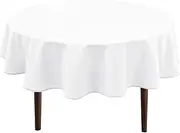 Hiasan White Round Tablecloth 60 Inch - Waterproof Stain Resistant Spillproof Polyester Fabric Table Cloth for Dining Room Kitchen Parties