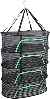 Hanging Drying Net, Foldable Drying Rack Net Dryer, Hanging Drying Mesh with Zipper, Hanging Mesh Drying Rack for Fish Vegetable Fruits Petal (4 Layers)