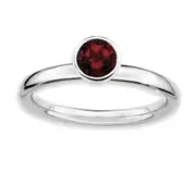 Sterling Silver Stackable Expressions High 5mm Round Garnet Ring