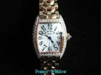 在飛比找Yahoo!奇摩拍賣優惠-法國櫥窗franck muller 鑽石玫瑰金殼帶手錶鑽石等